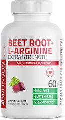Bronson Beet Root + L-Arginine Nitric Oxide Production NonGmo Vegetarian Capsule