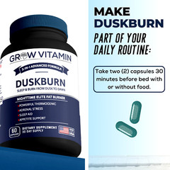 Grow Vitamin Bedtime Burn PM Fat Burner – Sleep Aid and Nighttime recovery- 60ct