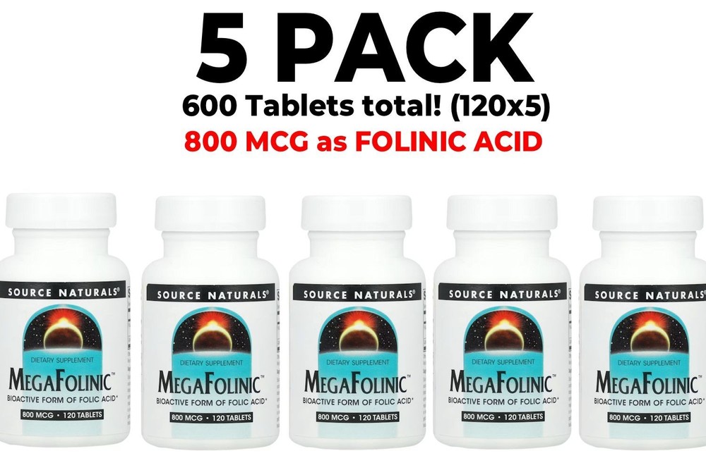 Source Naturals, MegaFolinic 5 PACK, 800 mcg as Folinic Acid, 120 Tablets each