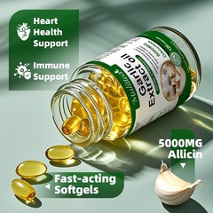 Odorless Garlic Extract Capsules 120ct – 500:1 Concentrate for Heart & Immune