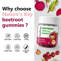 Beet root 2000mg Gummies–for Blood Flow & Heart 60 Gummies