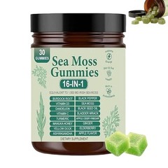 1-5x 16-in-1 Organic Sea Moss Gummy, Irishmoss Extract 6000Mg Green Apple Flavor