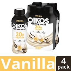 Oikos Protein Shake Shelf Stable Vanilla 30g Protein 12 oz 4 Count