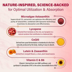 Liposomal Astaxanthin Supplements 12mg w/ Lycopene, CoQ10, Lutein, Vitamin B6…