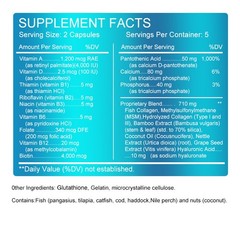 Multi Collagen Capsules Types I,II,III,V,X with Glutathione for Skin,Hair,Nails