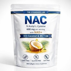 NAC 600mg with NAD+ Daily Complex, 300 Softgels – GMO Free, Gluten Free, Soy Fre