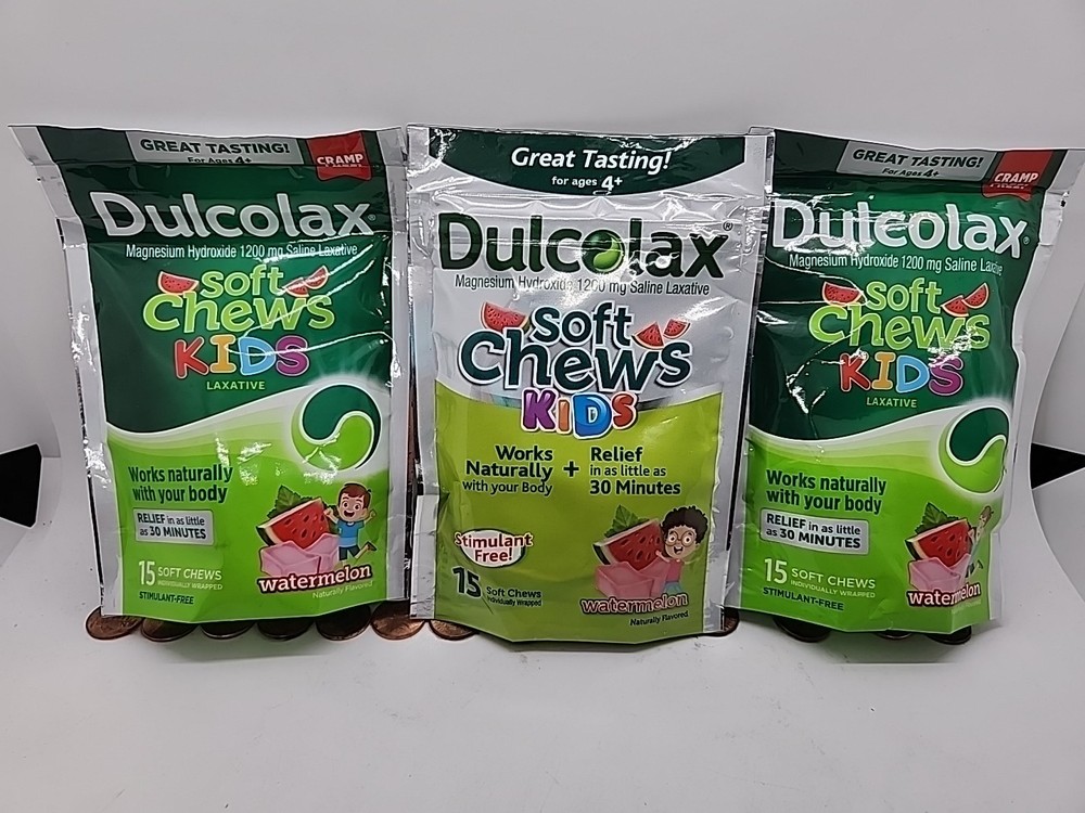 Dulcolax 45 Soft Chews Laxative for Kids Watermelon Stimulant Free Exp 08/25 &26