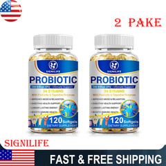2 Packs 120 Caps Probiotics 100B CFU for Digestive & Immune System Support