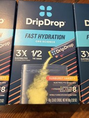 3x DripDrop Sunburst Electrolyte Powder Mix Lemon Lime Strawberry Peach Cherry