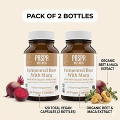 PRSPR Wellness Fermented Beet With Maca 2-Pack Energy Vitality 120 Capsules