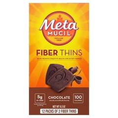Metamucil Fiber Supplement Chewable Thins Chocolate 12 Count Powder Food Snack