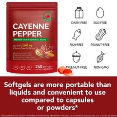 Cayenne Pepper Softgels 240 Count | Non-GMO, Beetroot, Hawthorn, D3+K2 | Heart &