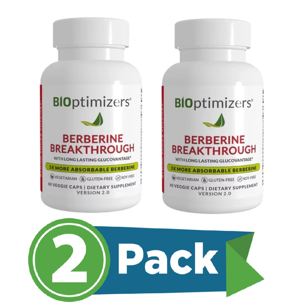 2 Pack BiOptimizers Berberine Breakthrough 60 Caps | Version 2.0 New Exp 8/2027