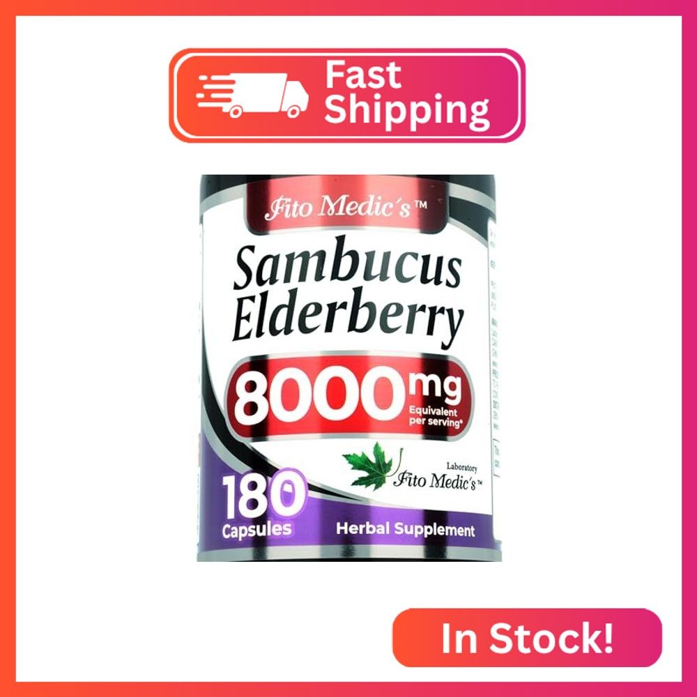 FITO MEDIC’S Lab Elderberry Supplement, Sambucus Black Elderberry, 180 Capsules