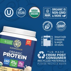 Sunwarrior Organic Vanilla Warrior Blend Performance Protein, 17.44 OZ | Organic