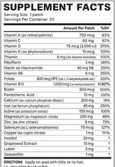Daily Multivitamin & Iron Patch – B Complex D3 Calcium Magnesium Nutrients 30ct