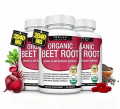 Toplux Organic Beet Root 2040mg 90 Tablets 1/2/3 Pack Energy Circulation Support