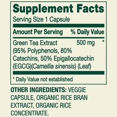 Spring Valley Green Tea Extract 500mg Vegetarian Capsules Supplement 60 Ct