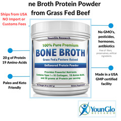 YounGlo Research – Bone Broth Beef Protein Powder – 1.25 Pound (Pack of 1)
