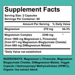 Magnesium Complex Energy Bone Muscle Recovery Brain System Health 120 Capsule