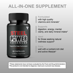 (5 Pack) Steel Power Advanced Performance Supplement, Steel Power (300 Capsules)