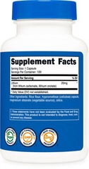 Nutricost Lithium Orotate (20mg) 120 Capsules – Vegan, Gluten-Free, GMO-Free