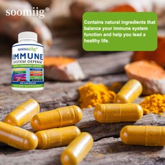 Immune System Defense Support Supplement Vitamin Quercetin Turmeric 120 Capsules