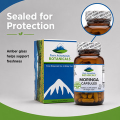 Pure Mountain Botanicals Moringa Capsules 1000mg Organic Moringa Leaf a Serving