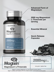 Magnesium L-Threonate | 2000mg | 100 Capsules | Magtein | Non-GMO | by Horbaach