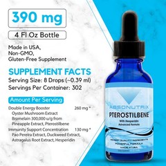 Asbsonutrix Pterostilbene with Hesperidin 390 mg, 4 Oz Liquid, 300 Servings