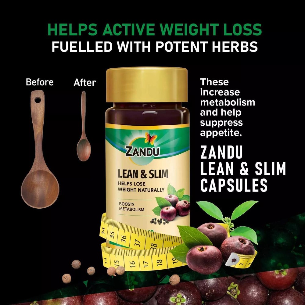 Zandu Lean & Slim (60 Capsules) Weight Loss , Fast Fat Loss, Metabolism Booster