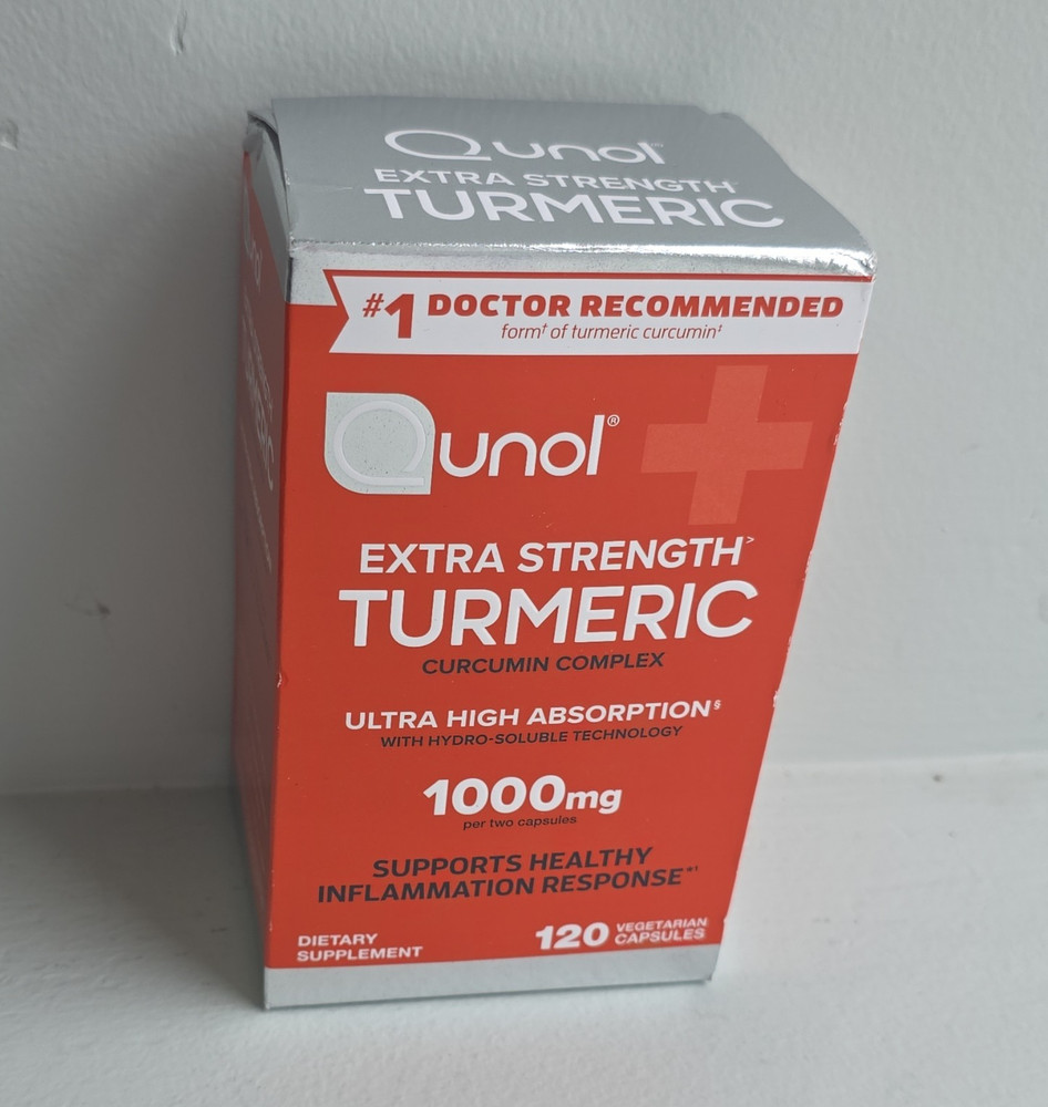 Qunol Extra Strength Turmeric Curcumin Complex 1000mg 120 Caps Gluten-Free 04/29