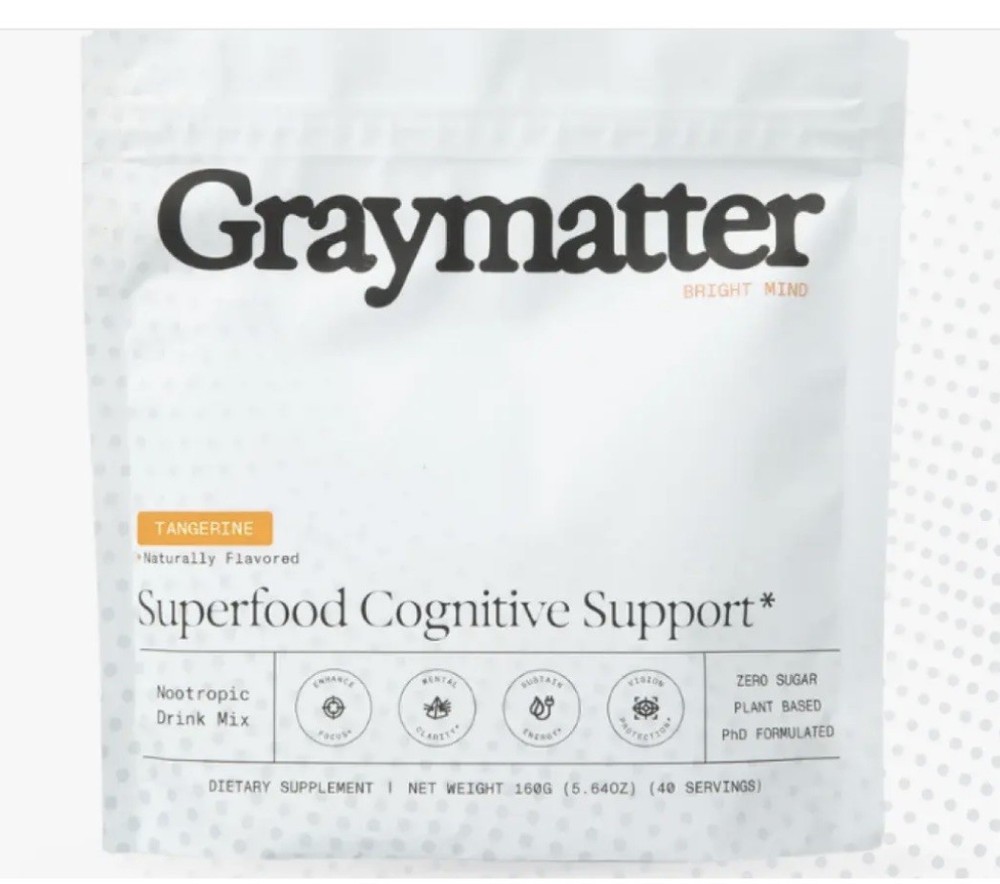 GRAYMATTER – BRIGHT MIND – SUPERFOOD COGNITIVE SUPPORT – TANGERINE FLAVOR 5.64OZ