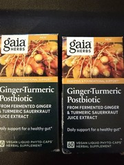 Gaia Herbs, Ginger-Turmeric Postbiotic, 60 Vegan Liquid Phytocaps 2️⃣ Packs !