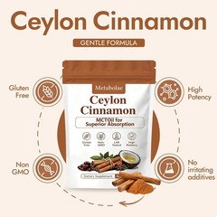 Metabolae Ceylon Cinnamon Capsules With MCT Oil, Non-GMO, Gluten Free, 300pcs