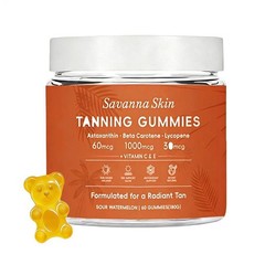 & Skin Tanning Gummies, includes Vitamin C Savanna E, Astaxanthin, Beta Carotene