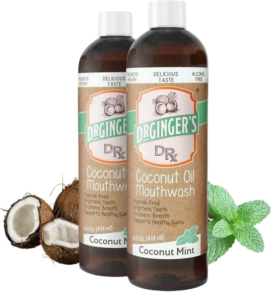 Dr. Ginger’s Coconut Oil Pulling Alcohol Free Mouthwash 14 FL Oz (Pack of 2)