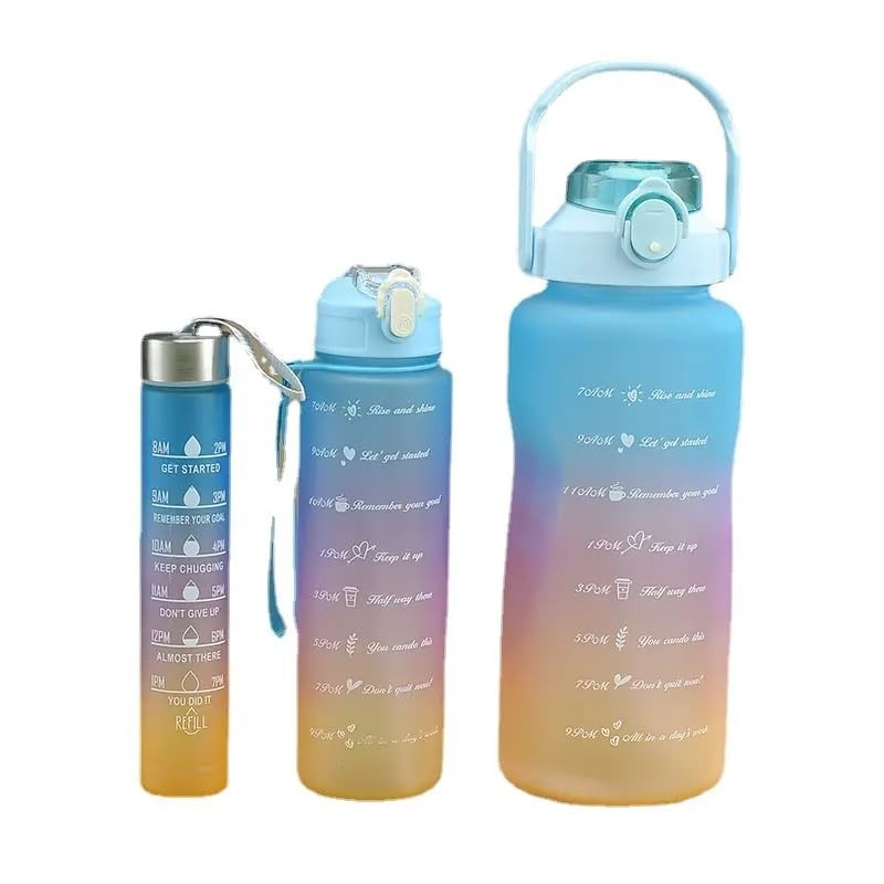 PlayPal Motivational Water Bottle Set, 3 Pieces, 33.8 Ounces, multi-color