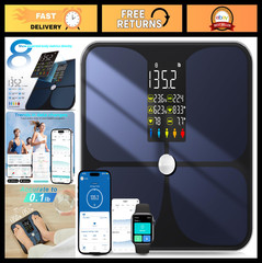 Smart Digital Bathroom Scale with BMI, Body Fat, Muscle Mass, 20 Metrics, Blueto