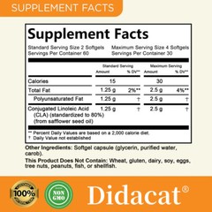 Enhances Exercise 1,000mg Supplements of Active CLA Non-Stimulating-120 Capsules