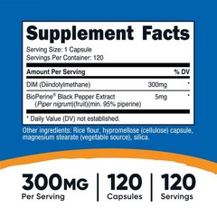 Nutricost DIM (Diindolylmethane) 300mg, 120 Capsules with BioPerine