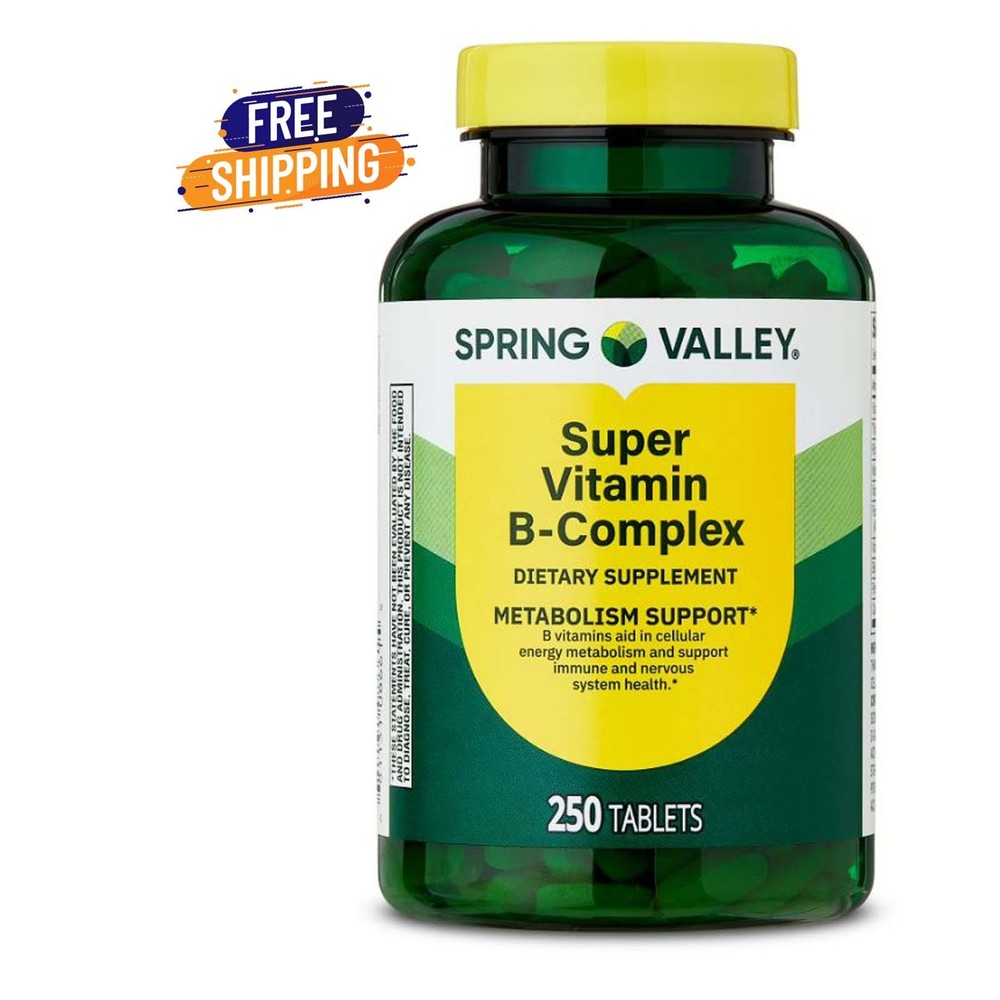 Spring Valley Super Vitamin B-Complex, 250 Count, Dietary Supplement Tablets for