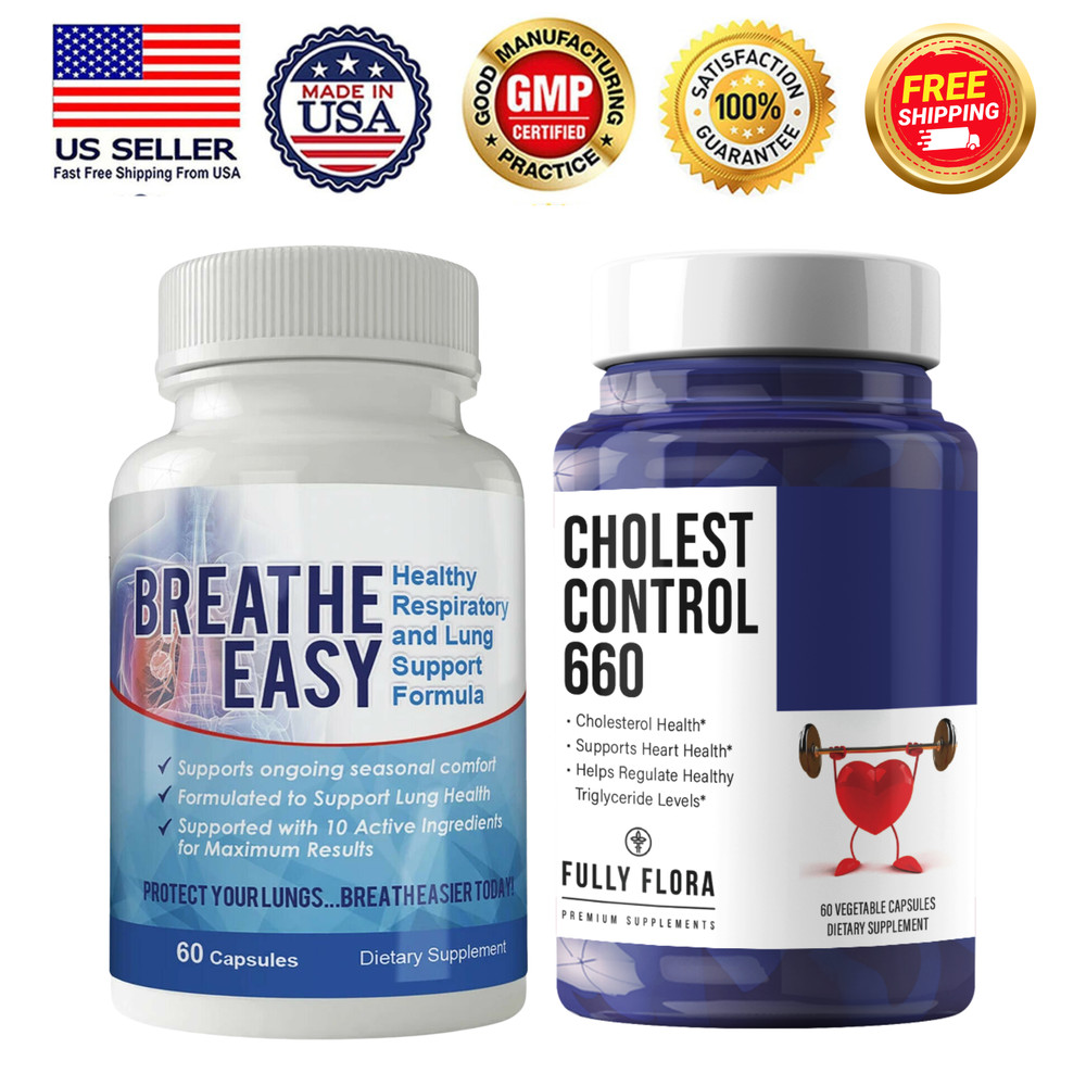 Respiratory System Lung Support Cholesterol Control 660 Heart Supplement 60 Caps