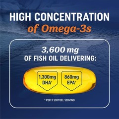 Triple Strength Omega 3 Fish Oil 3600 mg | EPA & DHA | 120 Count (Pack of 1)