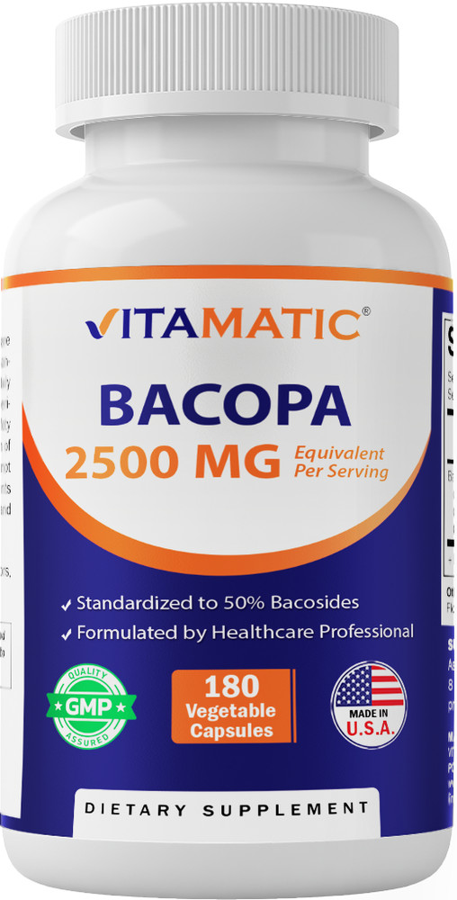 Vitamatic Bacopa Monnieri Nootropic Herbal Supplement 2500mg – 180 Capsules