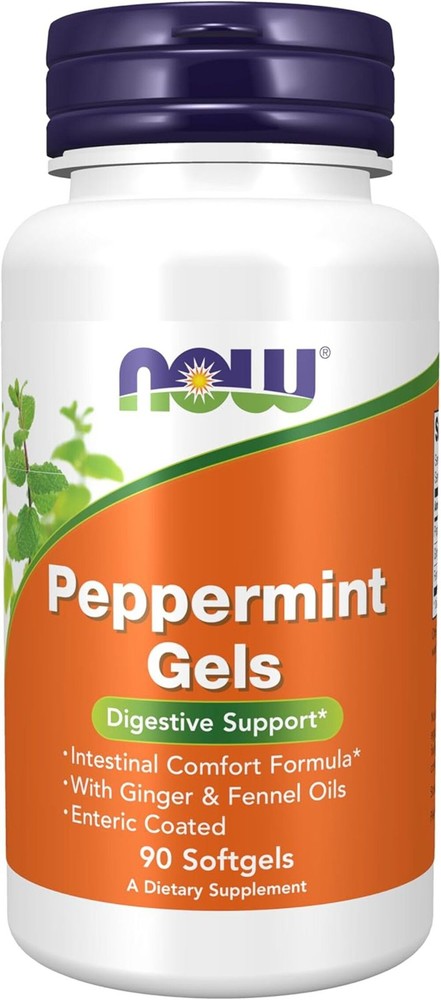 NOW Foods Supplements, Peppermint Gels with Ginger & Fennel Oils, 90 Softgels