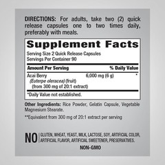 Acai Berry Extract 6000 Mg Superfruit Polyphenols Source Antioxidant, 180 Caps