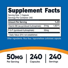 Nutricost P5P Vitamin B6 Supplement 50mg, 240 Capsules (Pyridoxal-5-Phosphate)
