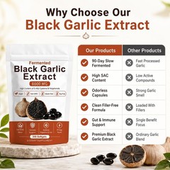 Odorless Fermented Black Garlic Extract – Immunity Support, Energy Boost, 300 So