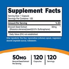 Nutricost Sulforaphane Glucosinolate (SGS) (50mg, 120 Capsules)